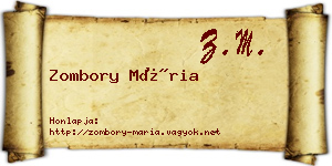 Zombory Mária névjegykártya